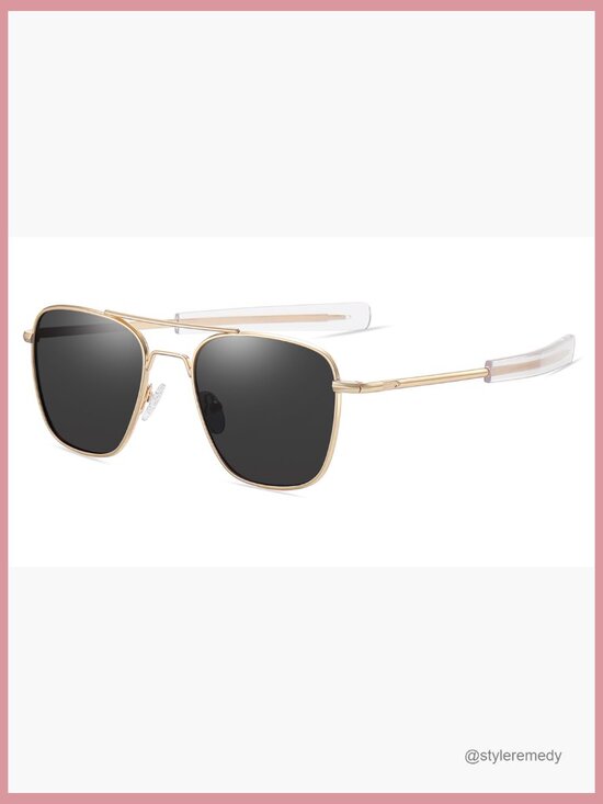 Polarized Aviator Sunglasses Metal Frame UV400 Protection Military Style
